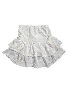 NWOT | Off-White Cream Floral Burnout Tiered Ruffle Mini Skirt Jacquard | Medium